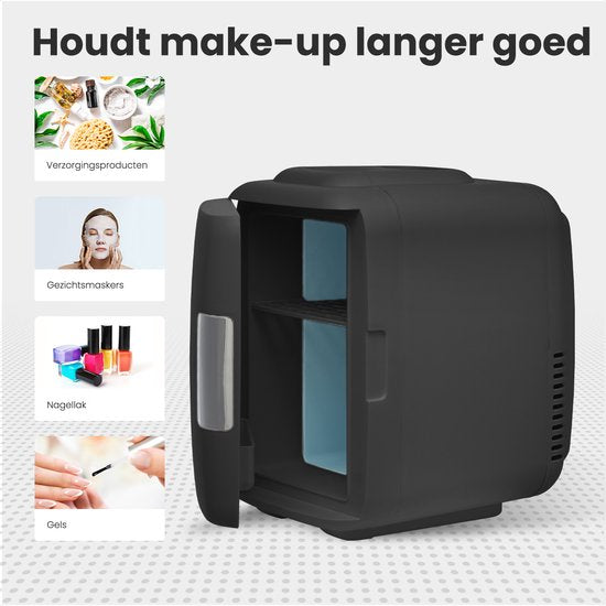Auronic Mini Koelkast - 4 Liter - Make-Up en Beauty Skincare - 100/240V / 12V Auto Stekker - Zwart