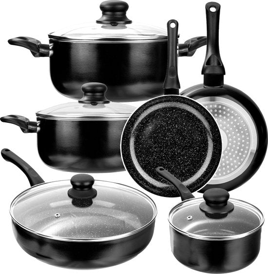 CeraFusion Keramische Pannenset 10-delig - Aluminium - PFAS vrij - Zwart