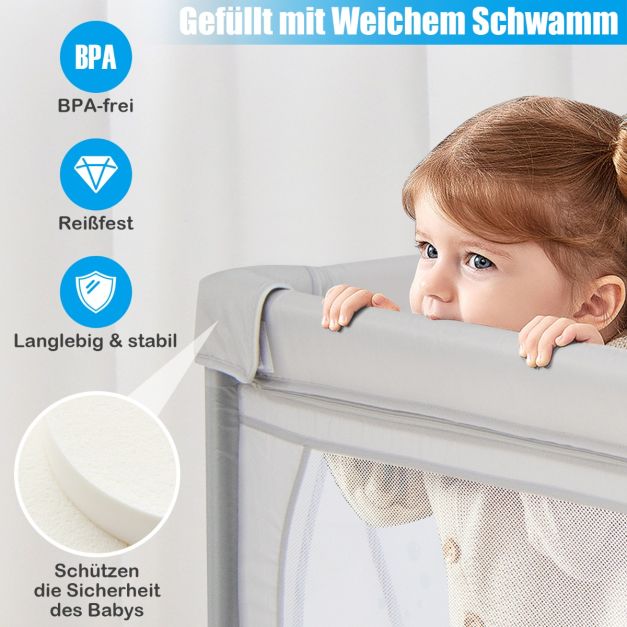 Coast Babybox met 50 Ballen en 2 Ritsdeuren - Grijs - 205 x 147 x 68,5 cm