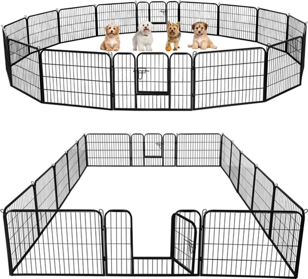 Yaheetech Puppyren - 16-delig - 60 cm - Met 2 Deuren - Zwart