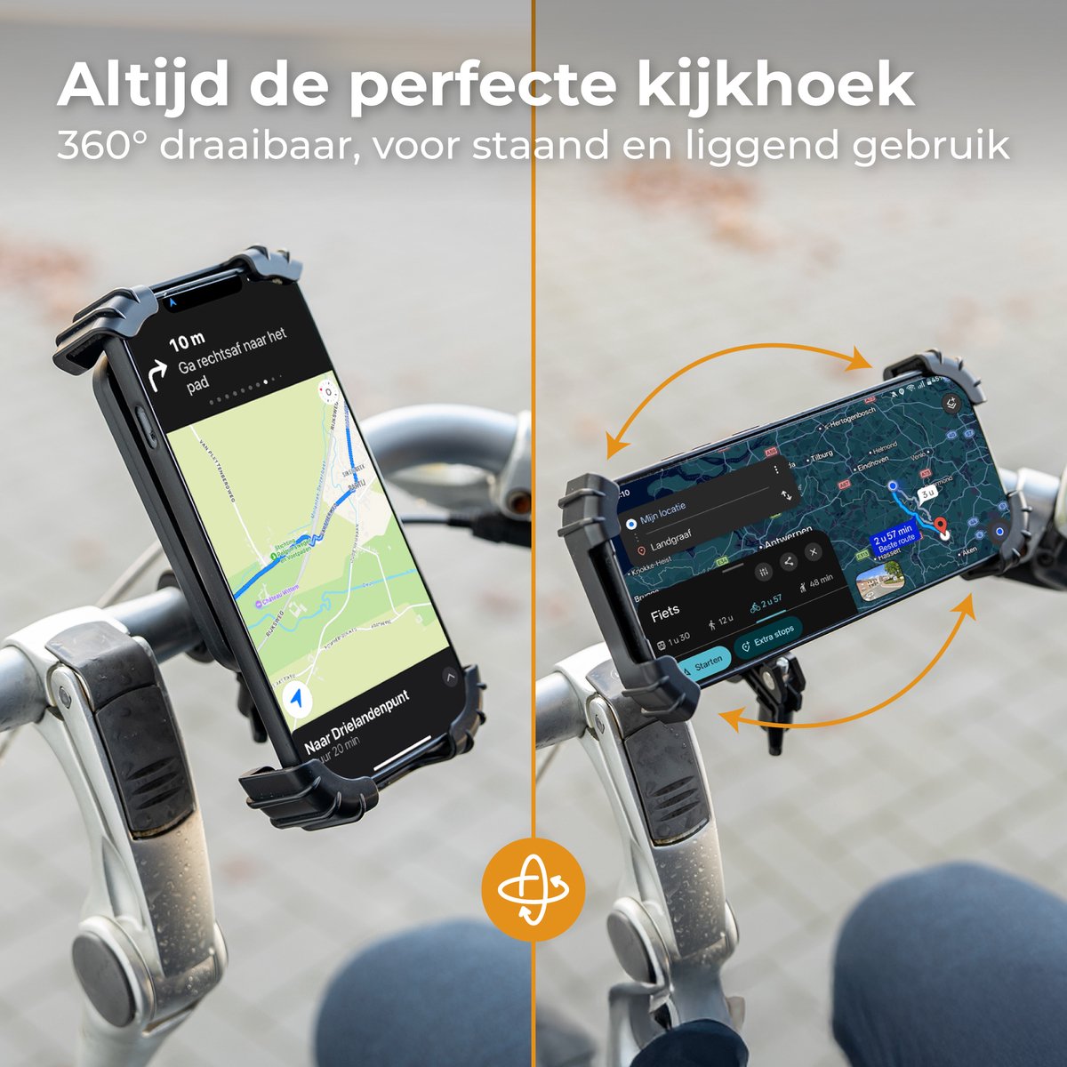 Nuvance Telefoonhouder Fiets - 360° Draaibaar - Voor 4,7-6,8 inch - Zwart