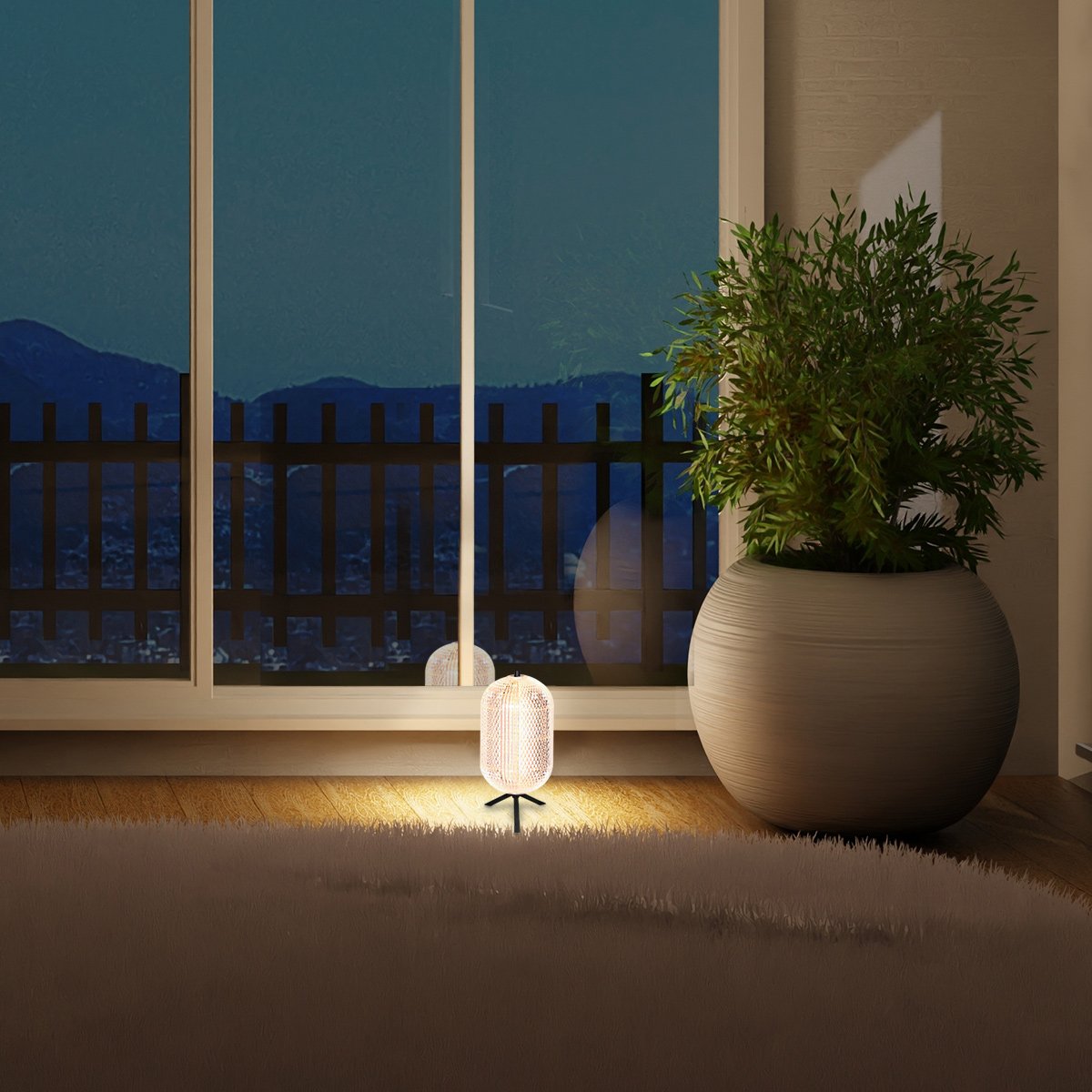 Tafellamp Geripu 3841ZW Ø15cm geribbeld kunststof met led module - Transparant/Zwart - Design - Mexlite
