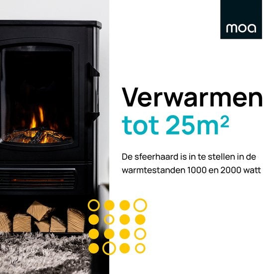 MOA Elektrische Kachel - Sfeerhaard - Haard- Heater - Plek voor decoratie hout - EFS183C