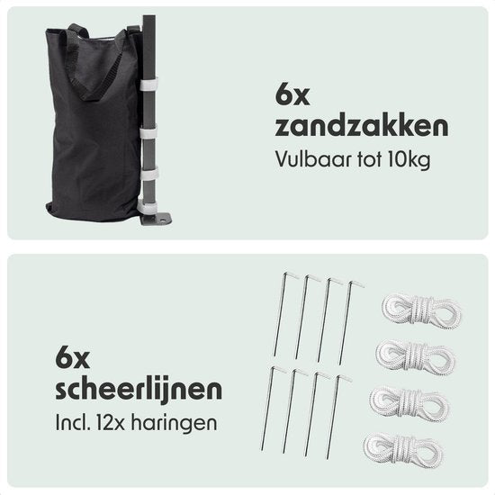 LifeGoods Partytent - Paviljoen - EasyUp - Opvouwbaar - Waterdicht - Met Draagtas met wielen - 300 x 600 cm - Beige
