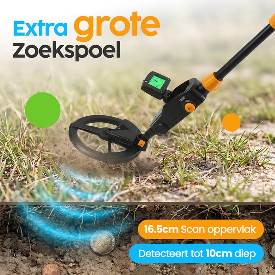 Infinity Goods Metaaldetector Junior - Voor Kinderen - Waterdicht & Lichtgewicht - Verstelbaar - LCD Scherm - Incl. Batterijen en Schep
