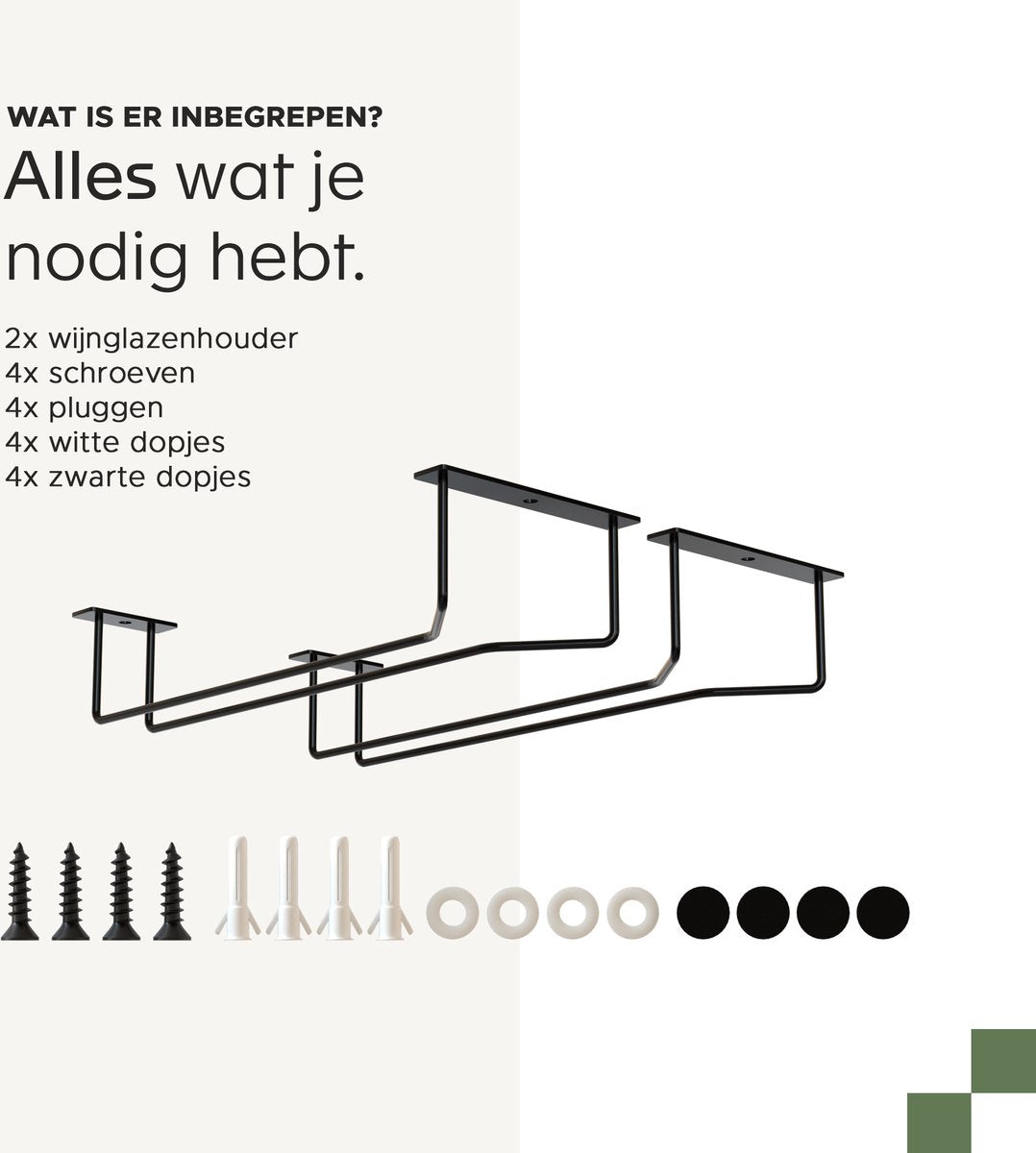 Noswo Wijnglazenhouder - Hangend Wijnglazenrek voor Stijlvolle Opslag - Zwart