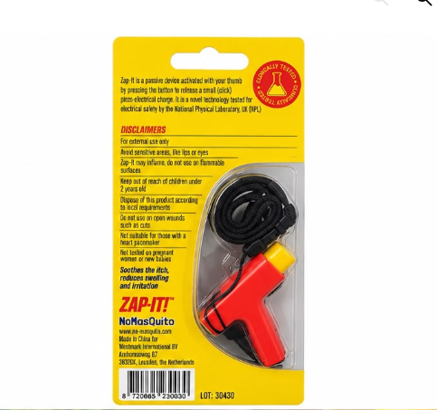 NoMasQuito Zap-It! Muggenbeet Verlichter - Piezo-elektrisch - Zonder Batterijen - Rood/Geel - 17 x 8 x 2,3 cm