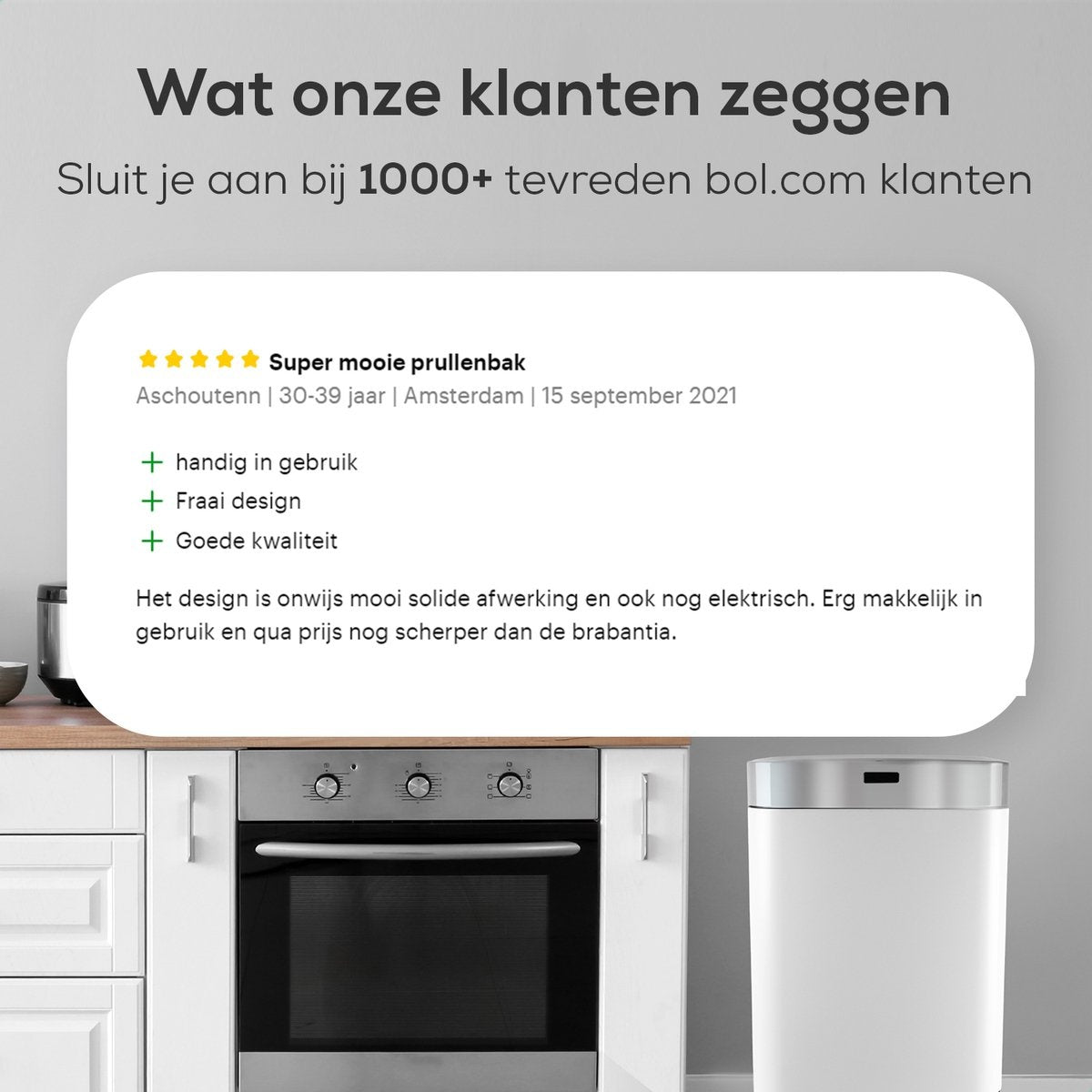 Loftey Sensor Prullenbak 60 Liter – Touch Free Afvalbak - Afvalemmer - Afvalscheiding 2x30L - Keuken - Wit/RVS