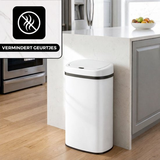 Bayt Prullenbak - Prullenbak 60 Liter - Vuilnisbak - Afvalbak - Metaal - Wit