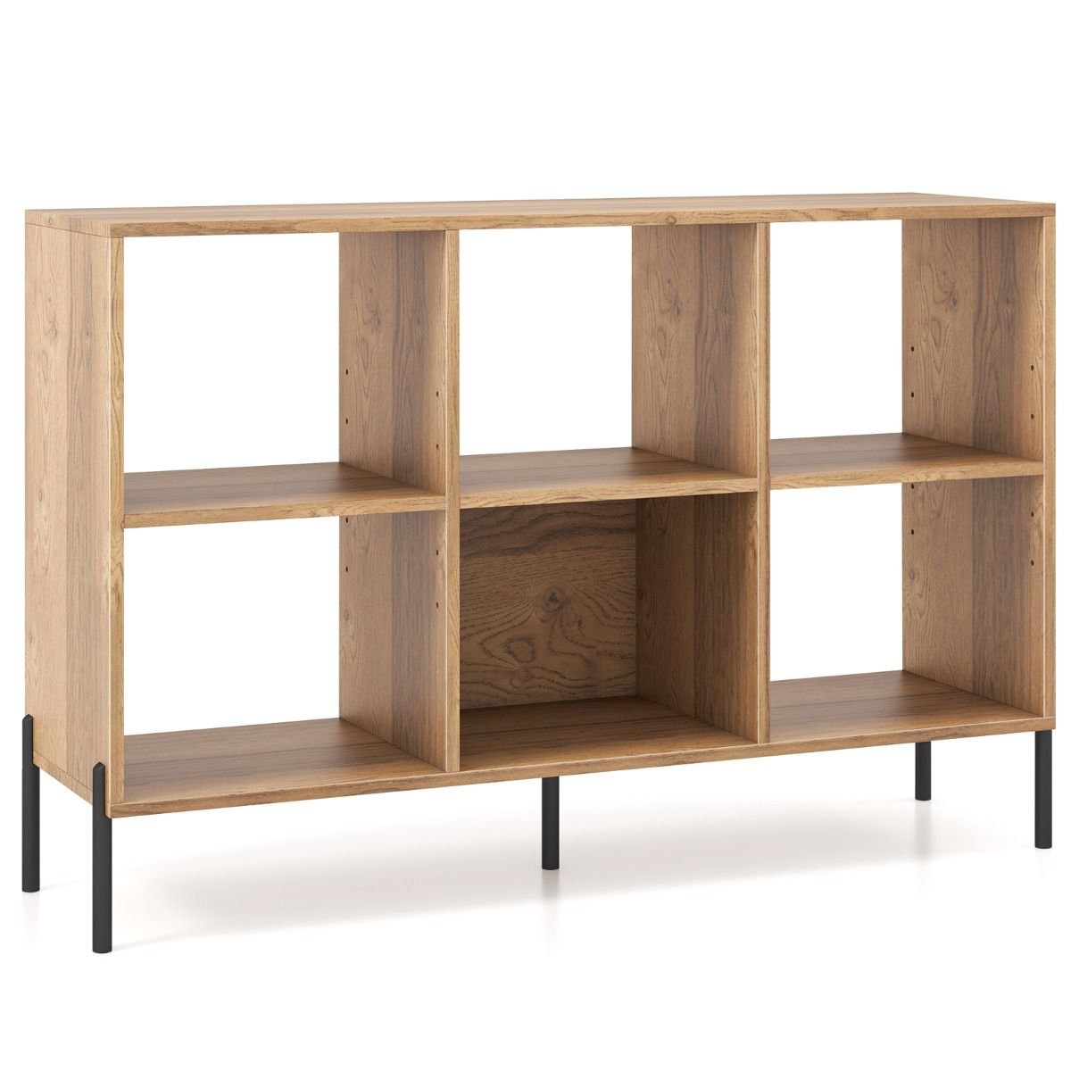 Coast Boekenkast - 6 vakken - 2 niveaus - verstelbare planken - wit/naturel