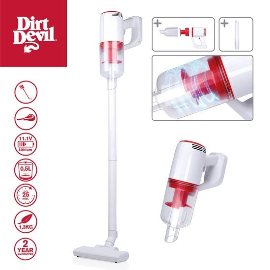 Dirt Devil 2-in-1 Steelstofzuiger Draadloos DD9001 - Kruimeldief - 80W - incl. Accessoires - Zonder Zak