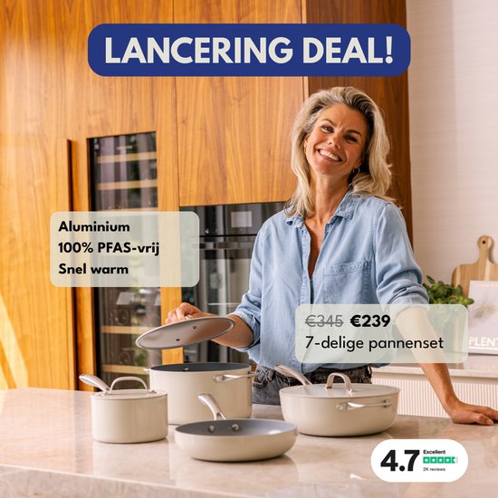 Safecourt 7-delige pannen set - PFAS & PTFE vrij - Non-Stick & gemakkelijk schoon - Inductie, Elektrisch, Keramisch & Gas