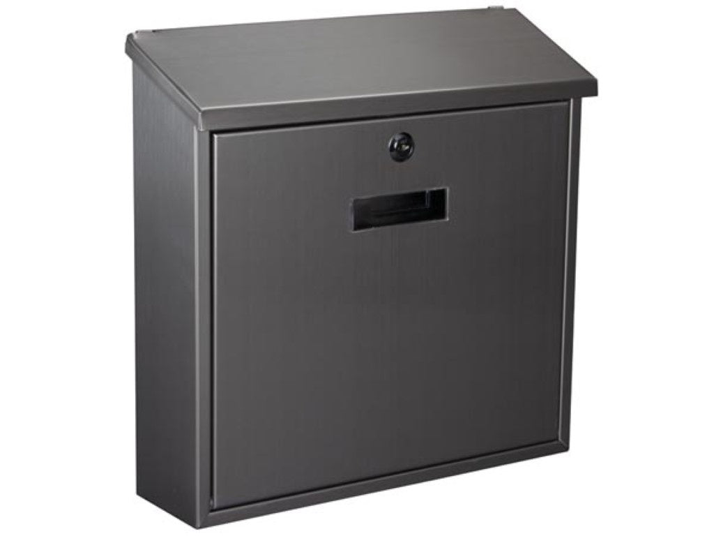 Perel Brievenbus Monaco, wandmontage, met naamplaatje, incl. 2 sleutels, afmetingen (H x B x D) 36.8 x 36.5 x 10 cm, zilverkleurig