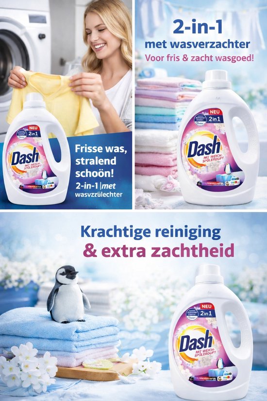 Dash 2w1 - Wasmiddel - Kleurbescherming - 50 Beurten - 2,25l