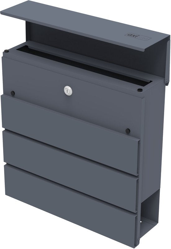 AXI Jake Brievenbus van Metaal – Antraciet – Stalen Brievenbus met Slot – Wandmodel –37x11x37 cm – Inclusief 2 Sleutels – Met Krantenhouder – Weerbestendig