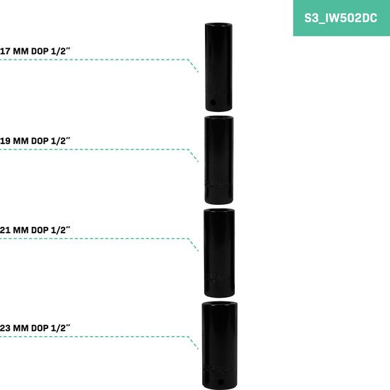 VONROC Accu slagmoersleutel 20V – 4 standen: 100/200/300/400Nm - Incl. 4 moerdoppen – geschikt voor het verwisselen van wielbouten en -moeren - Incl. 4.0Ah Accu en snellader