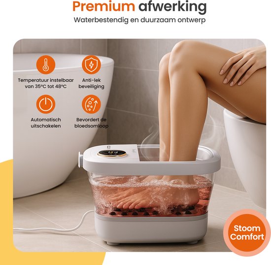 Goliving Automatische Voetenbad - Incl. 3x Badzout - Voetmassage Apparaat - Inklapbaar Voetbad Met Massage - Verwarming tot 48°C- Afstandsbediening - Wit