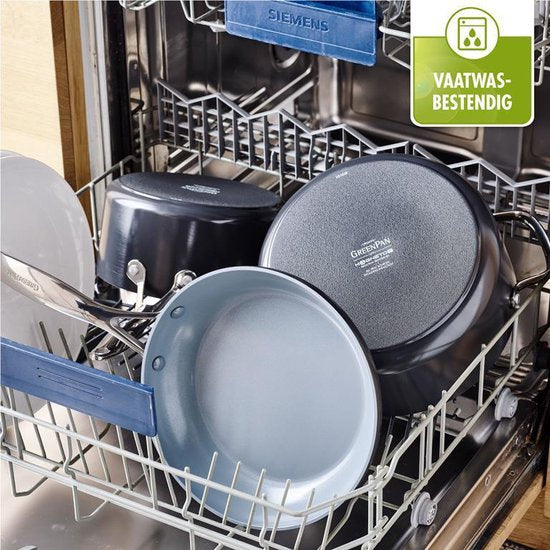 Greenpan Venice Pro Aluminium Koekenpan Ø 28cm – PFAS-vrij - Inductie – Ovenbestendig tot 220°C – Vaatwasserbestendig – Snelle opwarming – RVS handgrepen - Zwart