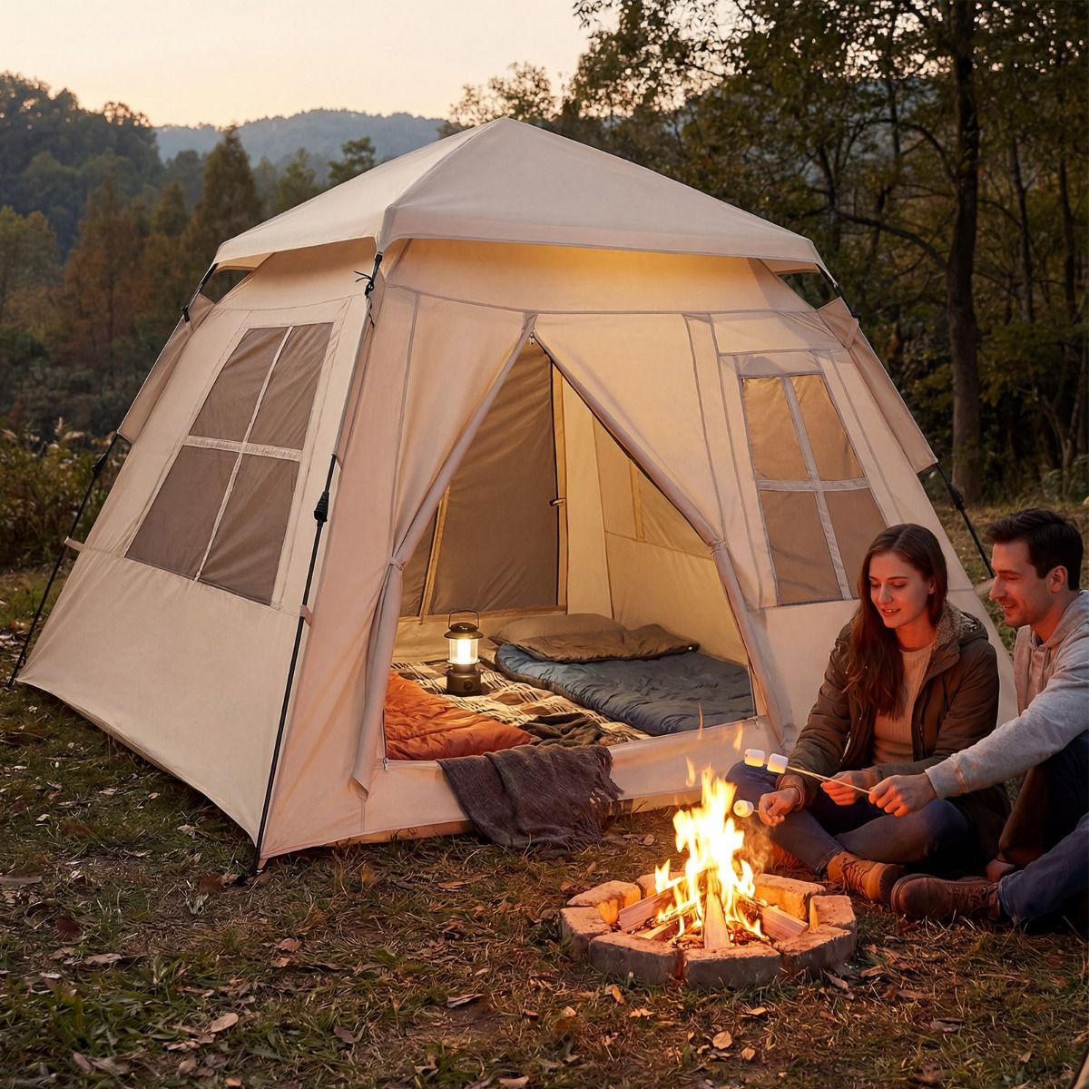 Coast Pop-up familietent - snel opzetbaar - 4 personen - beige