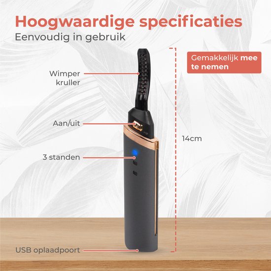 Nuvance - Elektrische Wimperkruller - Eyelash Curler - Verwarmde Wimperkruller - Lash Lift - 3 Temperatuurstanden - USB Oplaadbaar