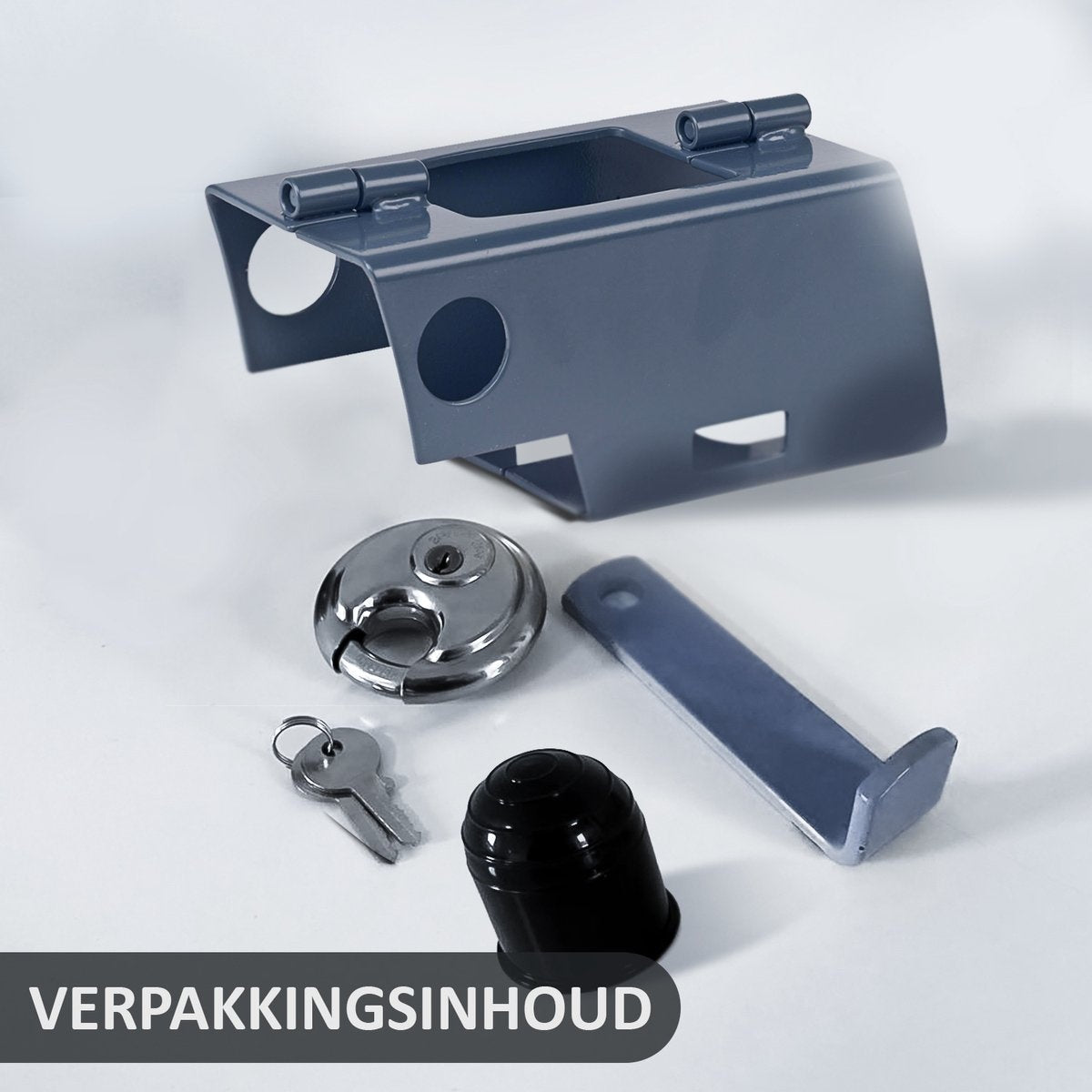 Stilemo Aanhangerslot - Disselslot Incl. Slot en Beschermkap - Roestvrij Staal - Tegen diefstal voor Trailer / Caravan / Aanhangwagen / Aanhanger - Zwart