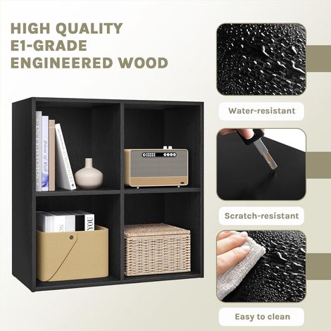 WOLTU Boekenkast Zwart - 59,6 x 29 x 59,8 cm - 4 Vakken - Melamine
