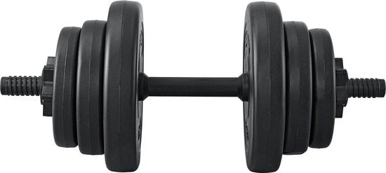 Juskys – Dumbbel 10 kg – 45 x 2,5 cm – Voorzien Van Sterversluitingen En Antislip Handgrepen – Voor Krachttraining En Spieropbouw – Zwart Kunststof En Metaal