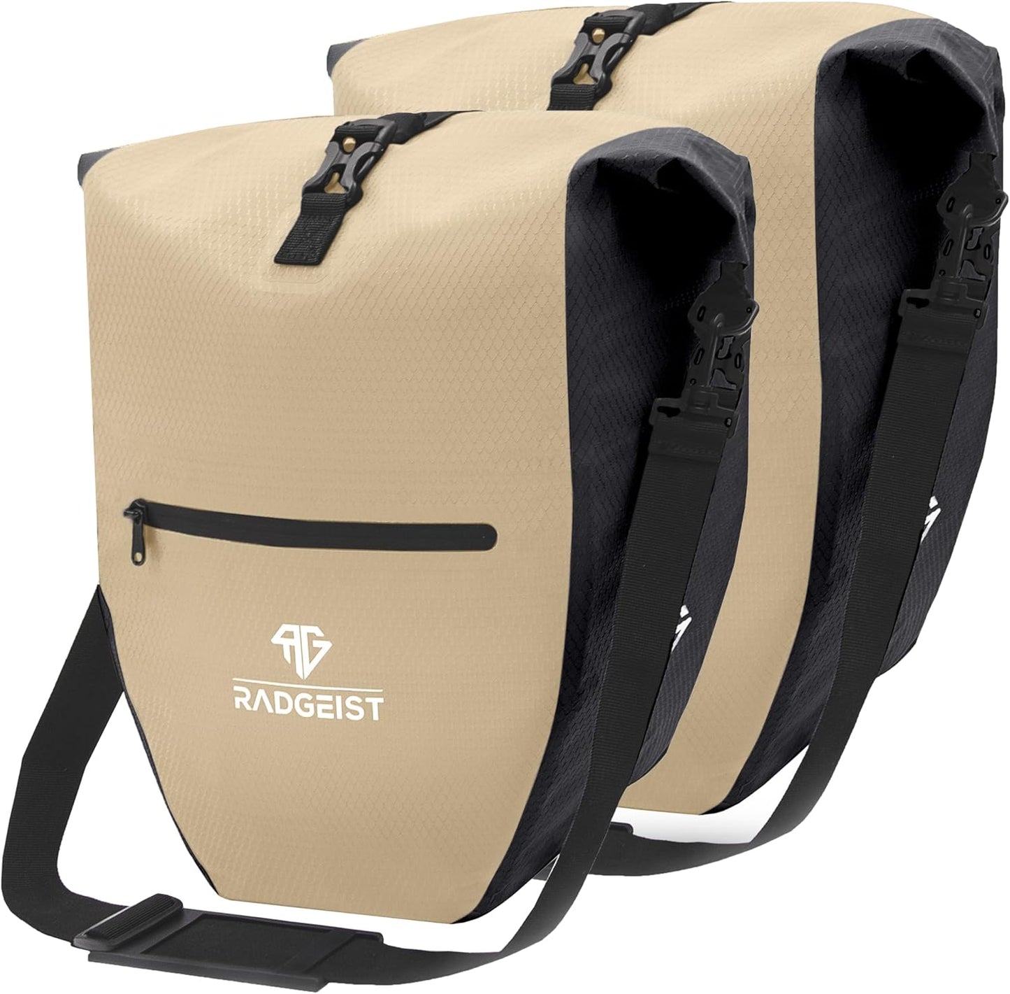 RADGEIST fietstas voor bagagedrager set - 2X tas voor fietsbagagedrager - bagagedraagtas waterdicht & schoudertas - fietstas met reflectoren