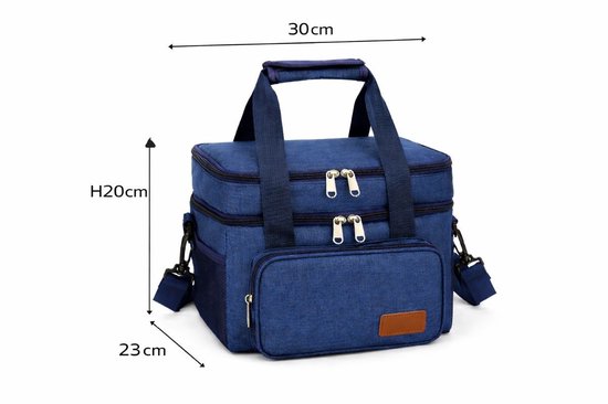 Ceruzo Koeltas 14L – Geïsoleerde Lunchtas – Dubbel Compartiment – Blauw