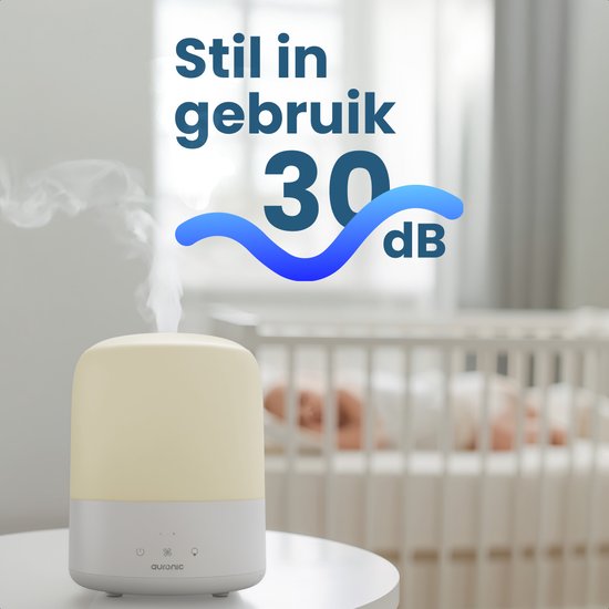Auronic Luchtbevochtiger - 1,9L - Geschikt voor Slaapkamer, Babykamer, Kantoor, Woonkamer en Meer - Humidifier - BPA-Vrij - Wit
