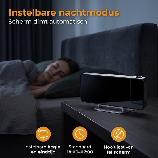 Nuvance Digitale Wekker met Projectie - Digitale Klok Slaapkamer - Snooze Functie - Wekkers Digitaal - Alarmklok