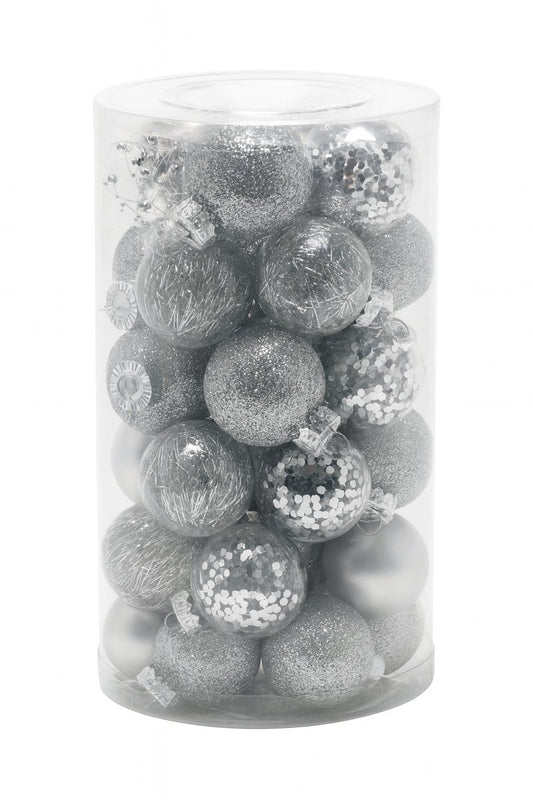 Kerstballenset 50 stuks zilver Ø 5 cm – Stijlvolle en duurzame kerstdecoratie
