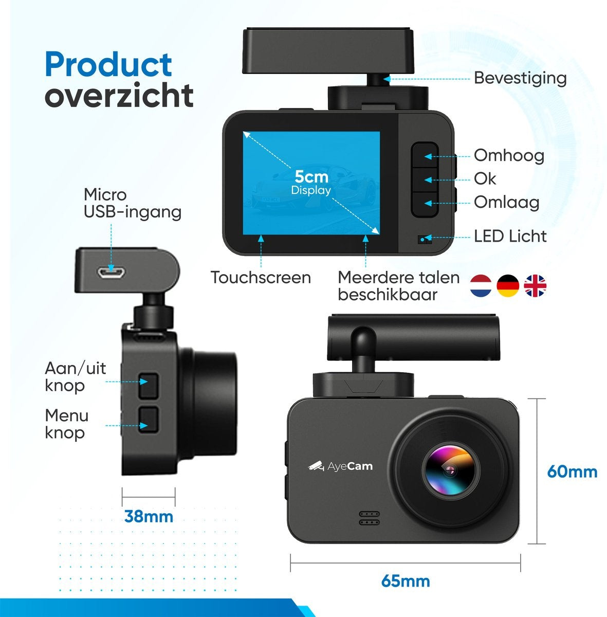 AyeCam Dashcam Pro Max - FULL HD & Nachtvisie – G-Sensor - Incl 32GB SD - Dashcam voor Auto - Met App
