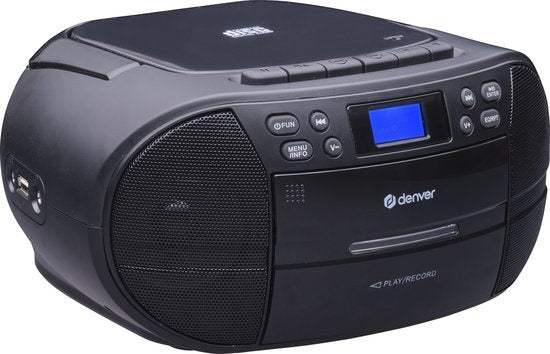 Denver TDC-280 - Boombox - DAB - FM - Radio - CD speler - Cassette - AUX input - Klok - Wekker - Zwart