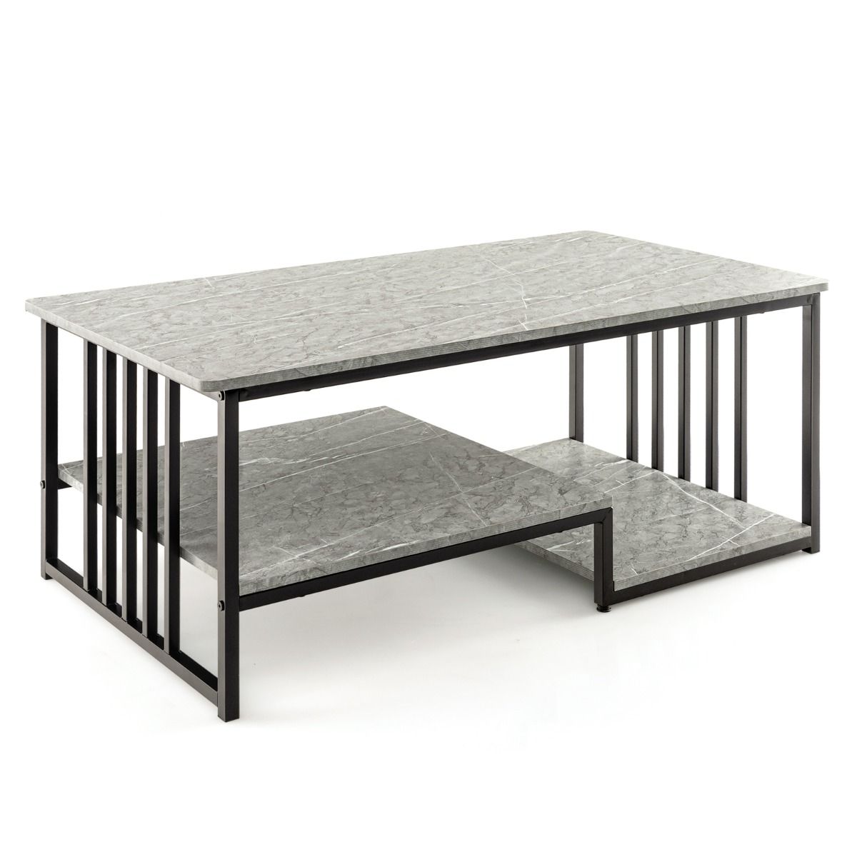 Coast Salontafel - 2-Laags - Marmerlook - Max. 50 kg - 110 x 60 x 45 cm - Grijs / Zwart