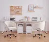 Yaheetech Fluwelen Bureaustoel met Armleuningen en Wielen - Beige - 60 x 56,5 x 73-83 cm