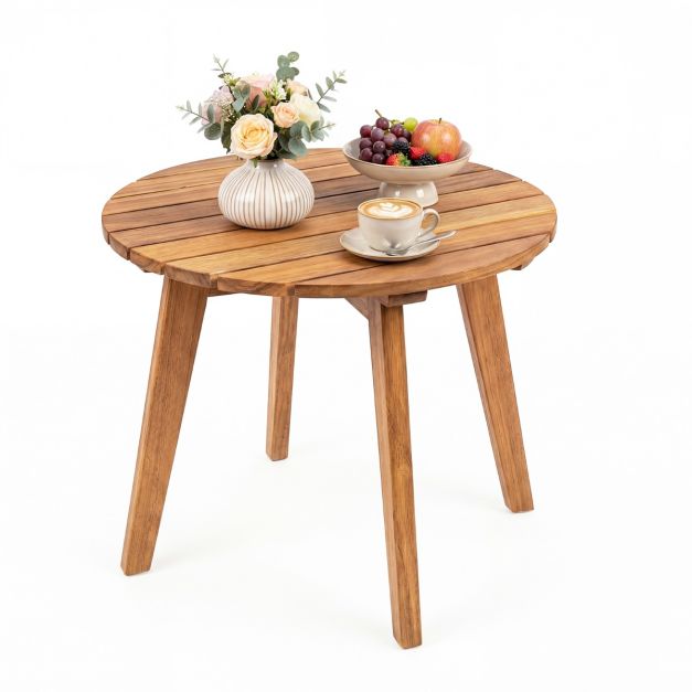 Coast Bijzettafel Naturel – Ronde Tuintafel van Acaciahout – 43 x 43 x 35 cm