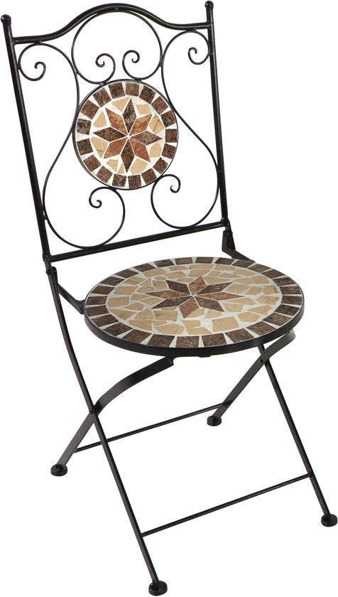 AXI Amélie Bistro Stoelen – Inklapbaar – Earth Brown – Metalen inklapbare tuinstoelen – Hoge rugleuning – Set van 2 stuks – Mozaïeklook – Ingelegd met keramische tegels – 150 kg draagkracht – Tuin, terras of balkon