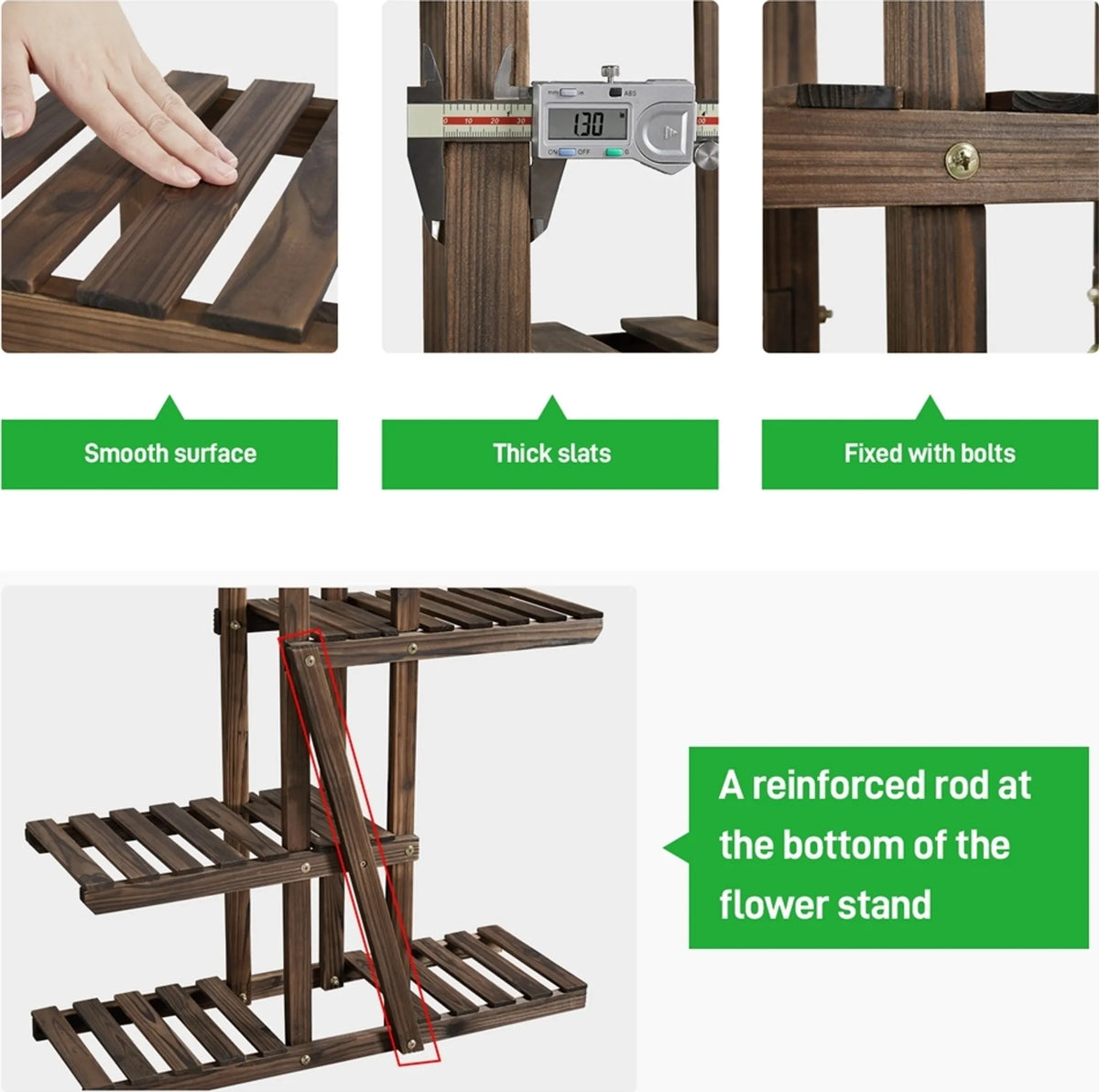 Yaheetech 6-Laags Plantenrek Voor Binnen En Buiten 140 cm Hoog – Bruin – Vurenhout En Metaal