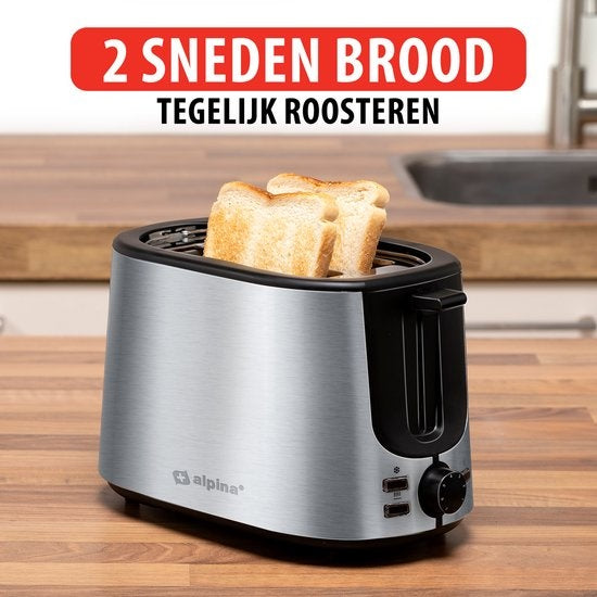 alpina Broodrooster met Tostiklemmen - 7 Niveau's - Zilverkleurig