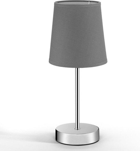 Tafellamp, nachtlamp, grijze kap, metalen voet