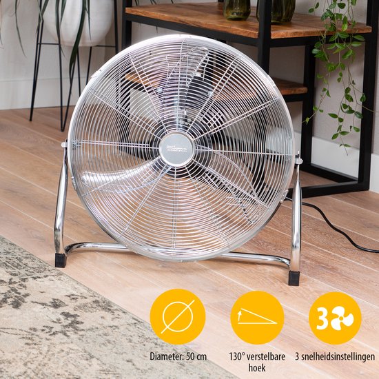 Metalen Vloerventilator 45 cm – 3 Standen – 130° Instelbaar – Sterke Luchtstroom – Tristar VE‑5935