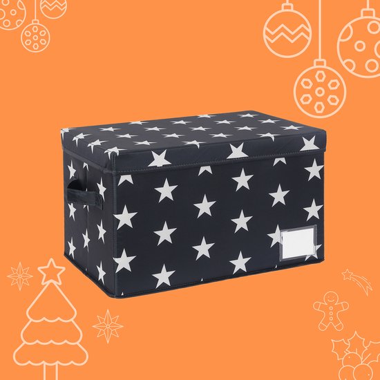 Kerstballen opbergbox - voor 30 ballen - met etiket - grijs