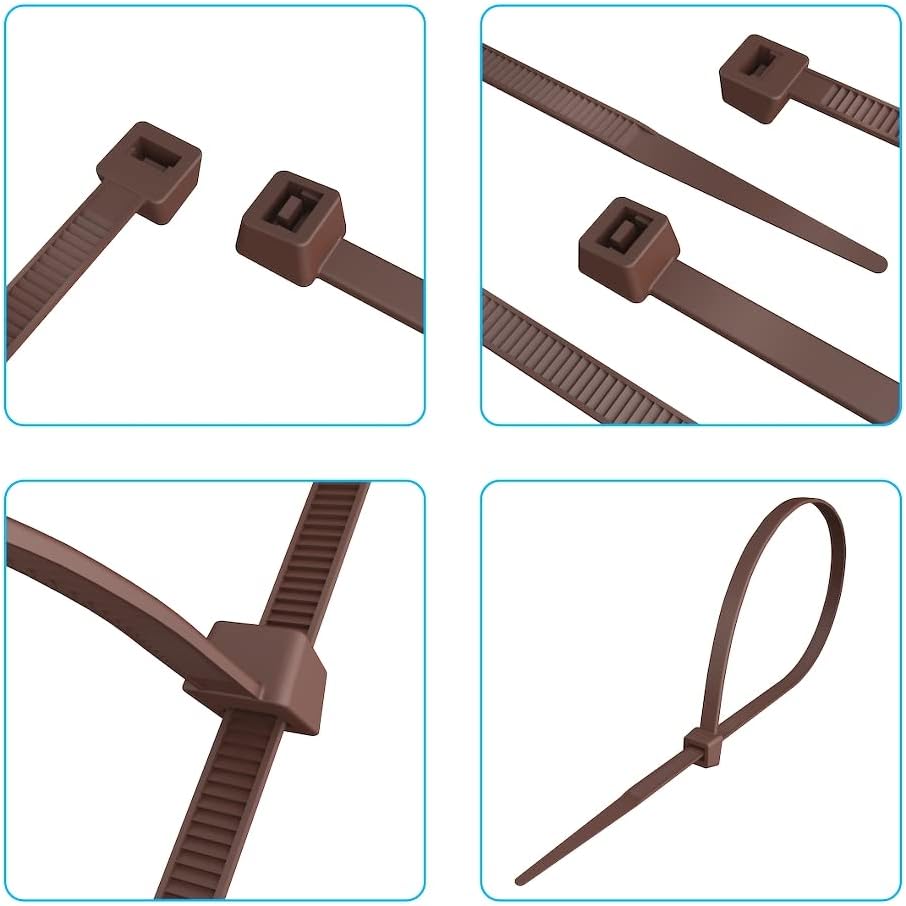 Intervisio Kabelbinders - 200 x 4,8 mm - Uv-bestendig nylon - 200 stuks - Bruin