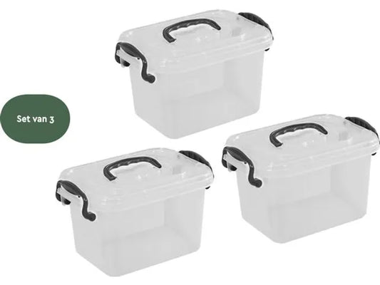 Brasq Opbergbox - 11 Liter - SB11 - 35,5 x 24,5 x 20 cm - Transparant - Stapelbaar - Per 3 Stuks