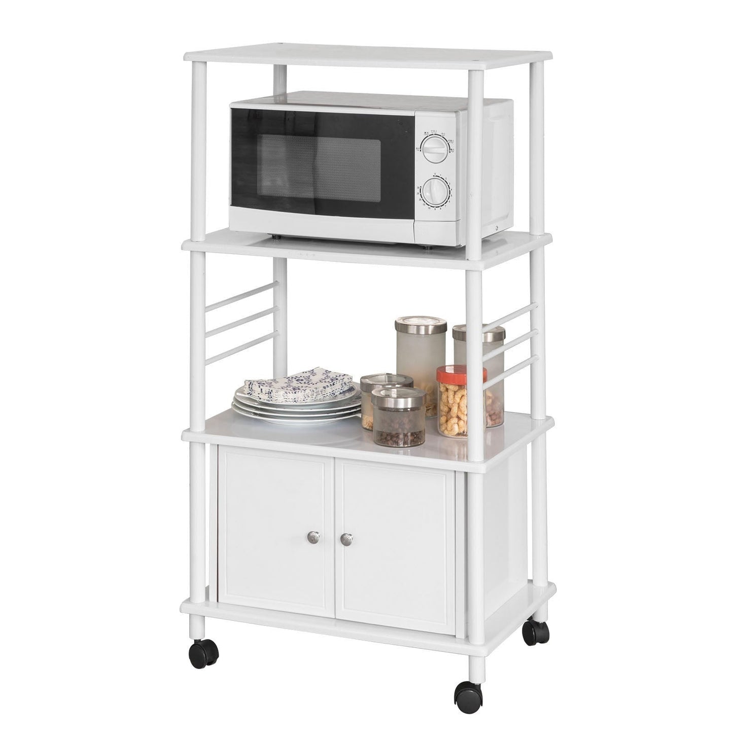 SoBuy Keukenkast met Wielen - Wit - 60x115x40 cm