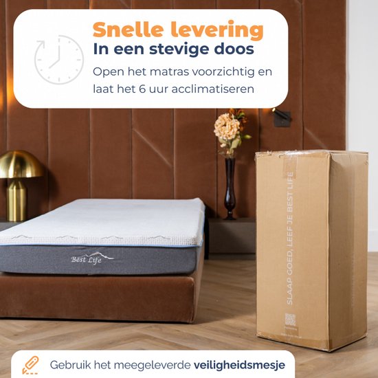 Best Life Matras 90 x 200 cm - Traagschuim & Koudschuim Matras - 18 CM - 3 Lagen
