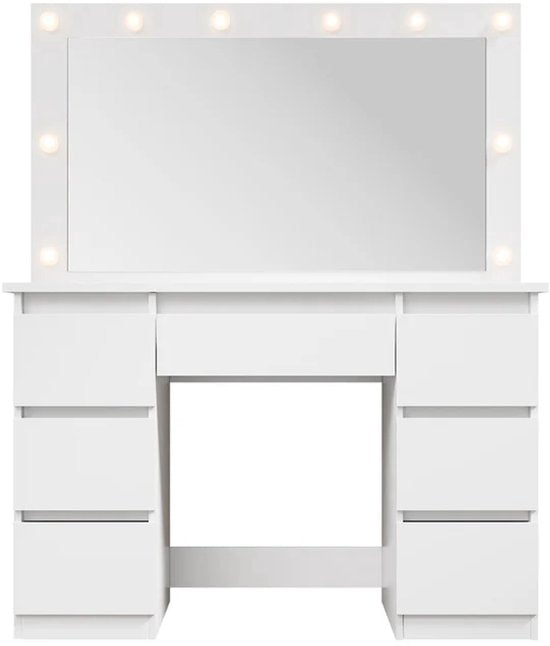 Kaptafel / Schminktafel Lilia - Incl. LED en Lades - Wit