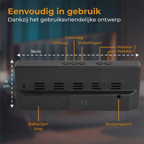 Nuvance - Digitale Wekker - Digitale Klok - Wekkers voor Kinderen & Volwassenen - Reiswekker - Slaapkamer - Led Wekkers Digitaal - Alarmklok - Zwart