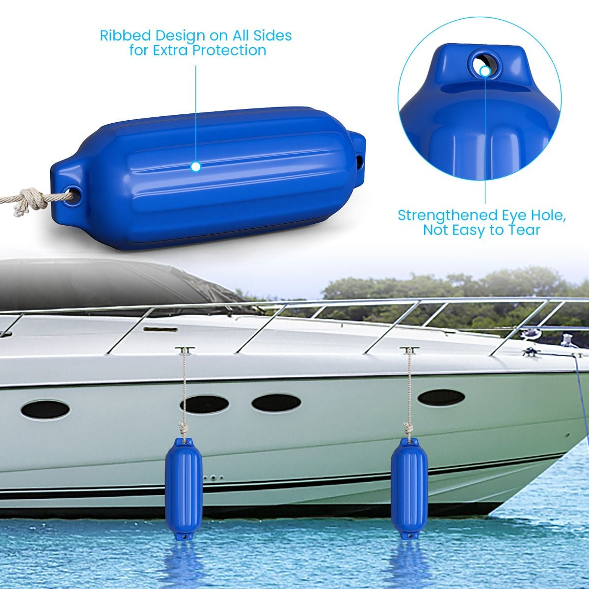 Coast Set van 4 Boot Fenders - PVC - TYPG1 - Blauw
